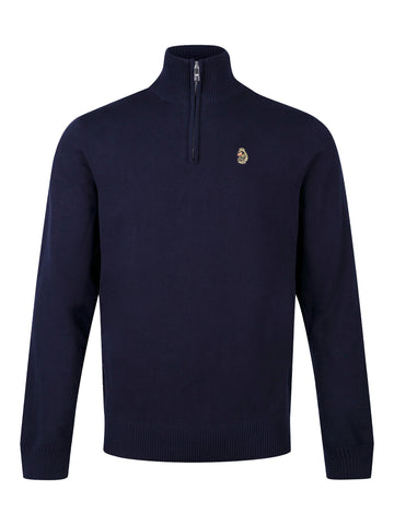 Pretender Quarter Zip Knitted Jumper - Navy