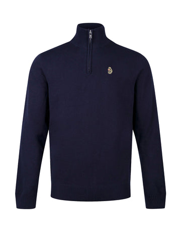 Pretender Quarter Zip Knitted Jumper - Navy