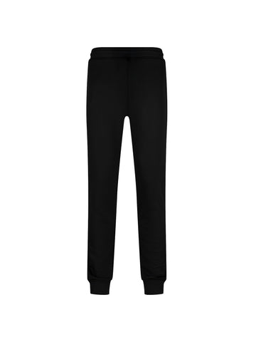 Boy's black joggers with tricot and embroidered, front view