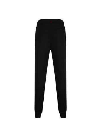Boy's black joggers with tricot and embroidered, back view