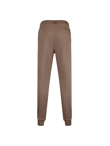 Boy's brown joggers with tricot and embroidered, back view
