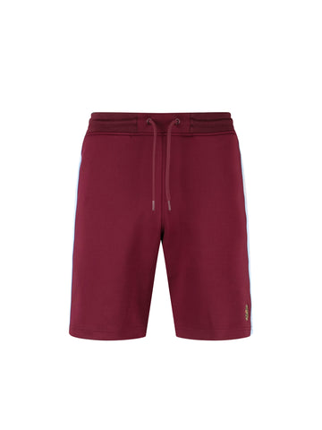 Men's red shorts with drawstring waistband.