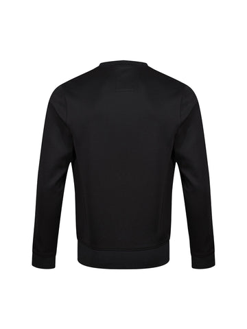 Boy's black sweatshirt with crew neck and tricot, back view