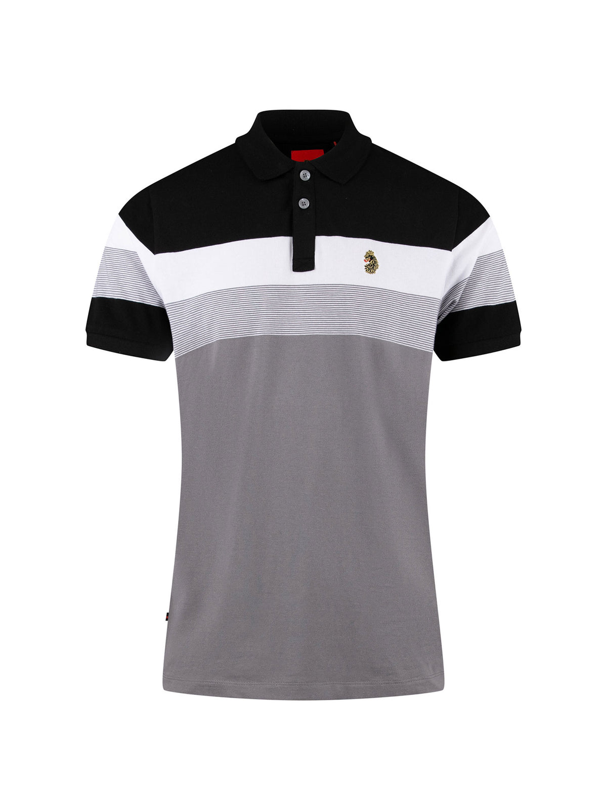 Boy's polo shirt with cotton and striped, front view