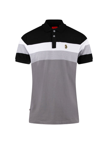 Boy's polo shirt with cotton and striped, front view