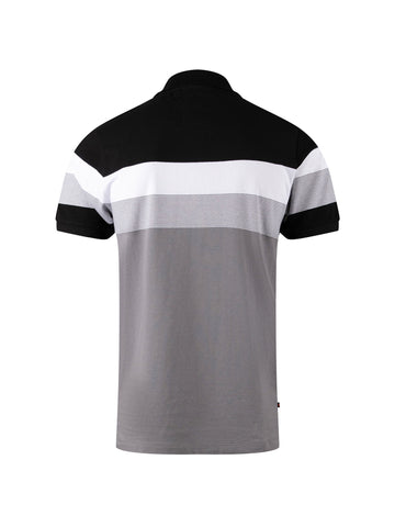 Boy's polo shirt with cotton and striped, back view