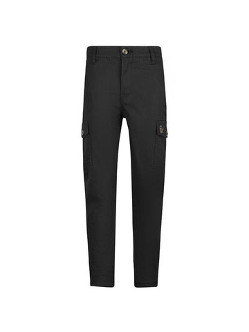 Boy's black trousers with cotton, front view