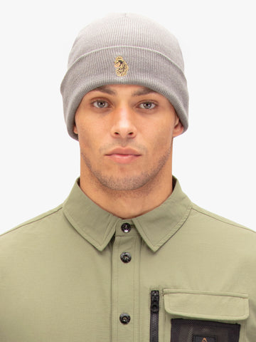 Men's grey beanie.