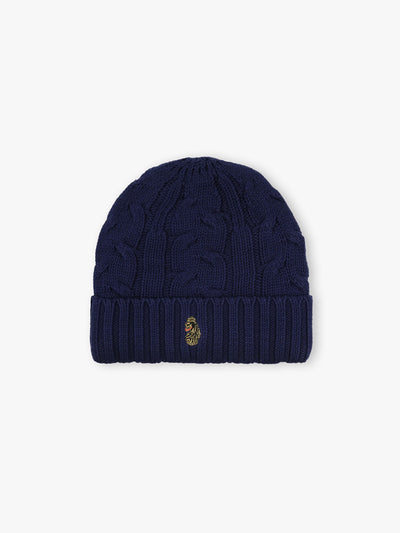 Men's navy beanie.