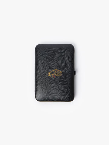 LUKE 1977 Cutter and Groom manicure set in black textured travel case with lion head print