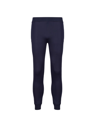 Boy's navy joggers with zip and tricot, front view
