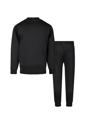 Boy's black tracksuit with zip and tricot, back view