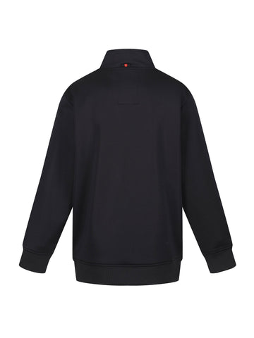 Boy's black sweatshirt with zip and tricot, back view