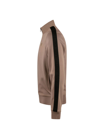 Boy's brown sweatshirt with zip and tricot, side  view