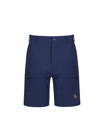Men's navy shorts with drawstring waistband.