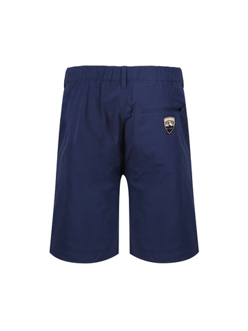 Boy's navy shorts with zip, back view