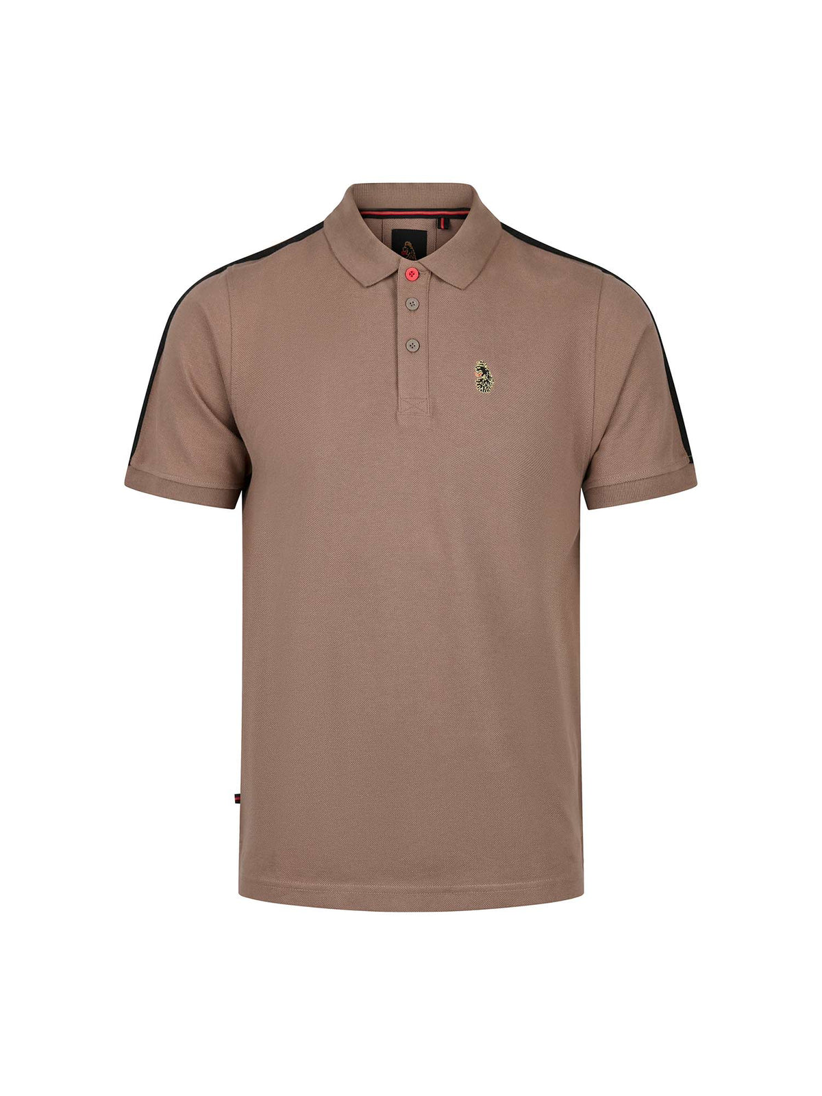 Men's brown polo shirt with polo collar, front view