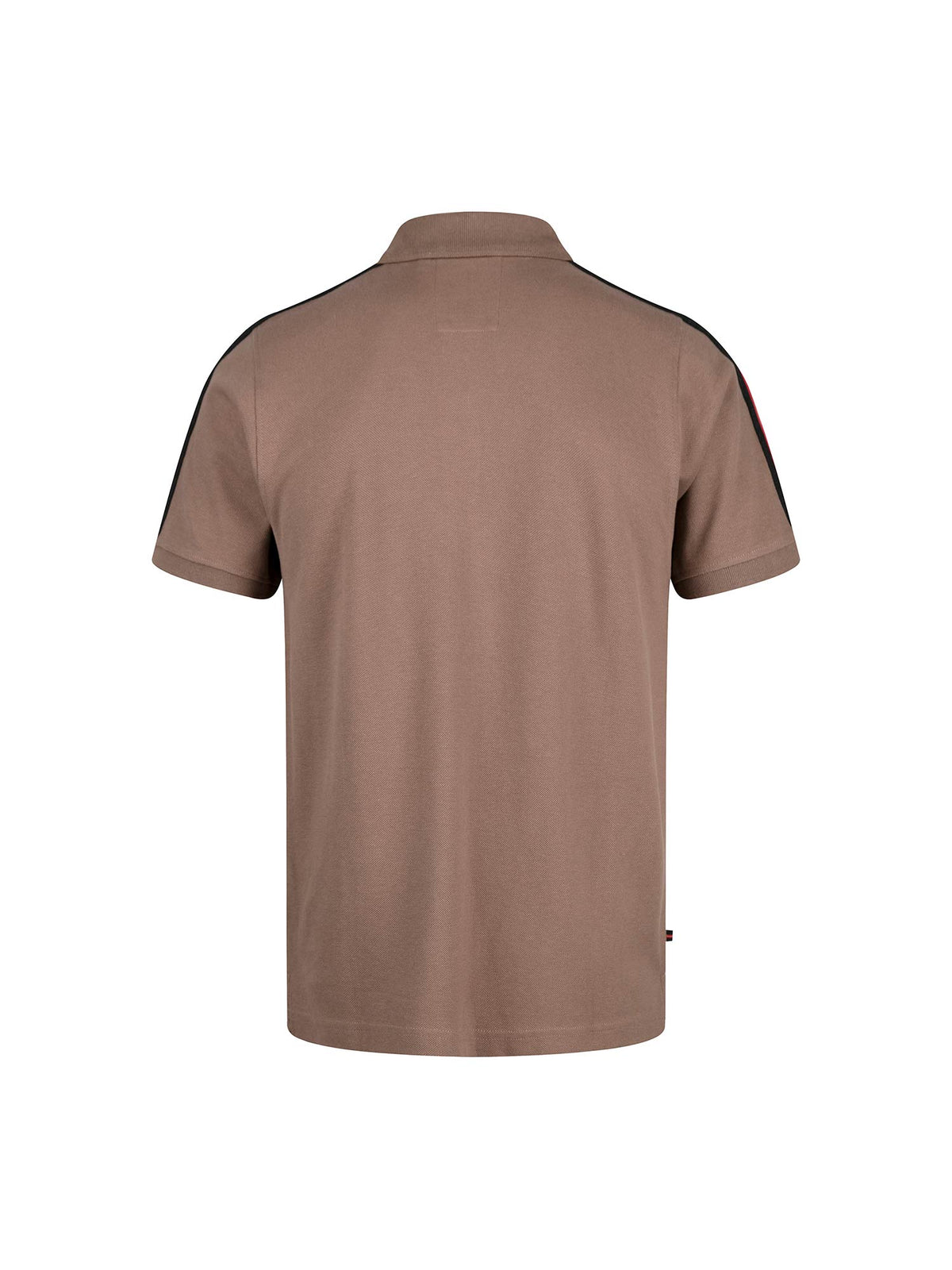 Men's brown polo shirt with polo collar, back view