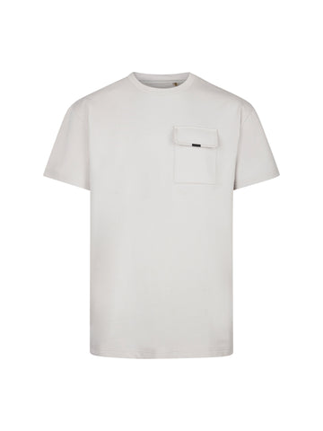 Men's relaxed-fit grey t-shirt with crew neck and short sleeves, front view