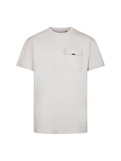 Men's relaxed-fit grey t-shirt with crew neck and short sleeves, front view