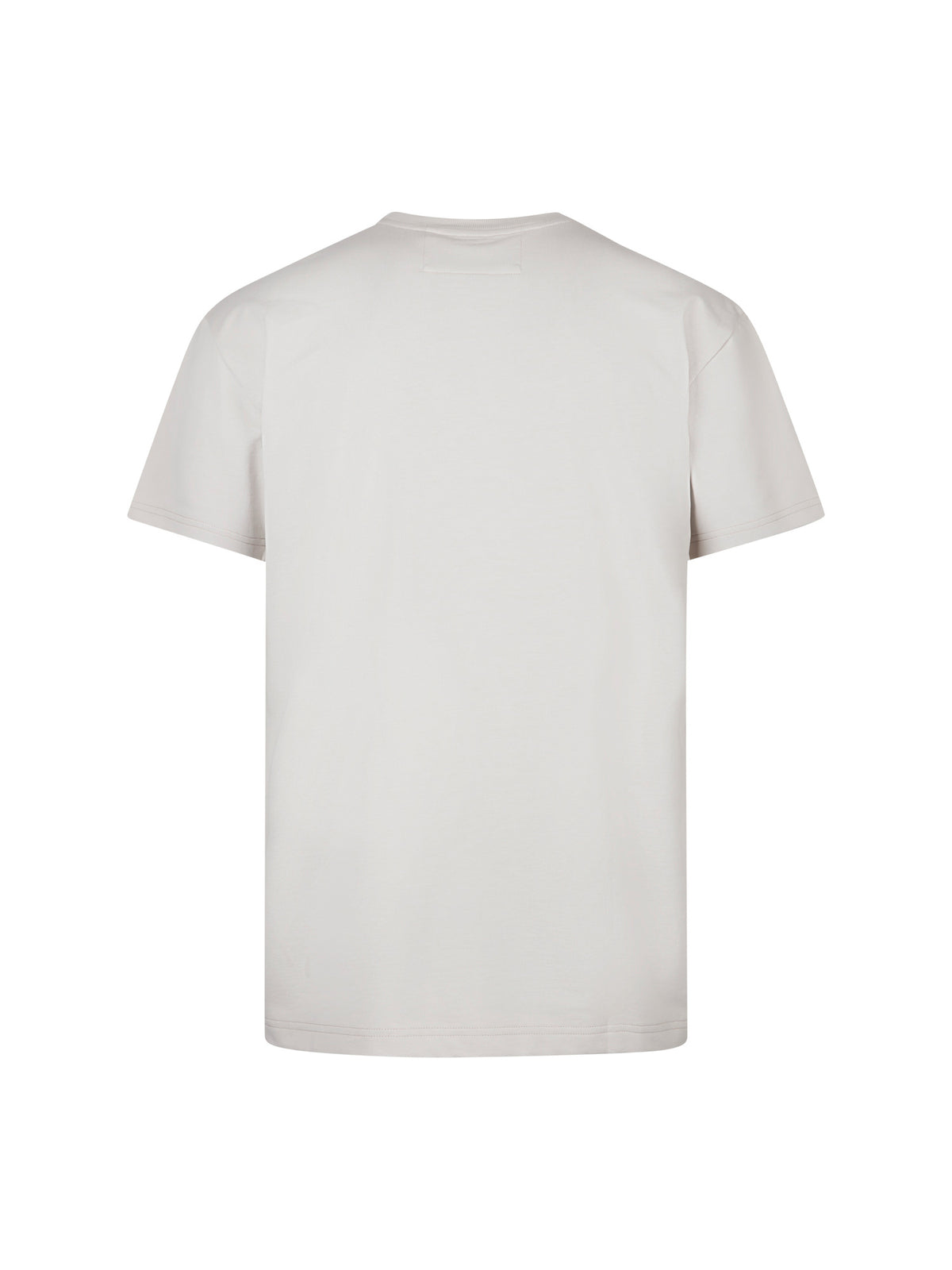 Men's relaxed-fit grey t-shirt with crew neck and short sleeves, back view