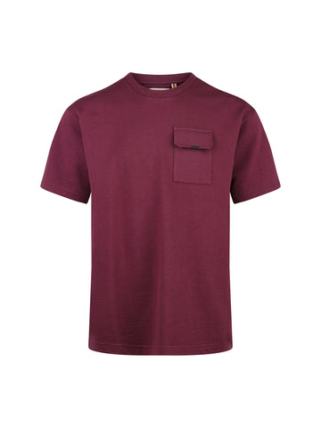 Men's relaxed-fit red t-shirt with crew neck and short sleeves, front view