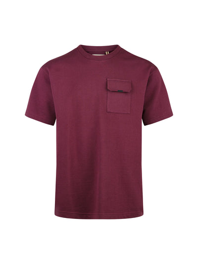 Men's relaxed-fit red t-shirt with crew neck and short sleeves, front view