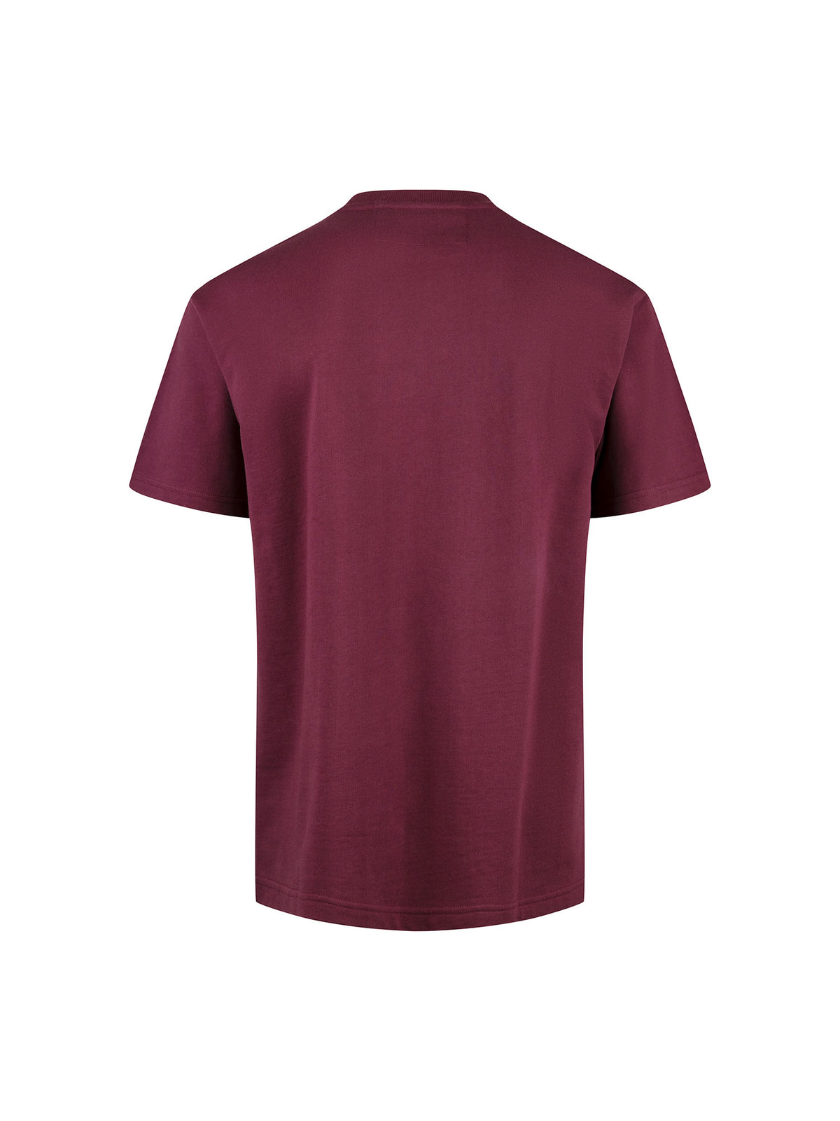 Men's relaxed-fit red t-shirt with crew neck and short sleeves, side view