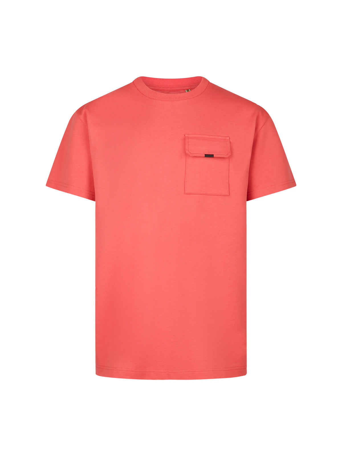 Men's relaxed-fit red t-shirt with crew neck and short sleeves, front view