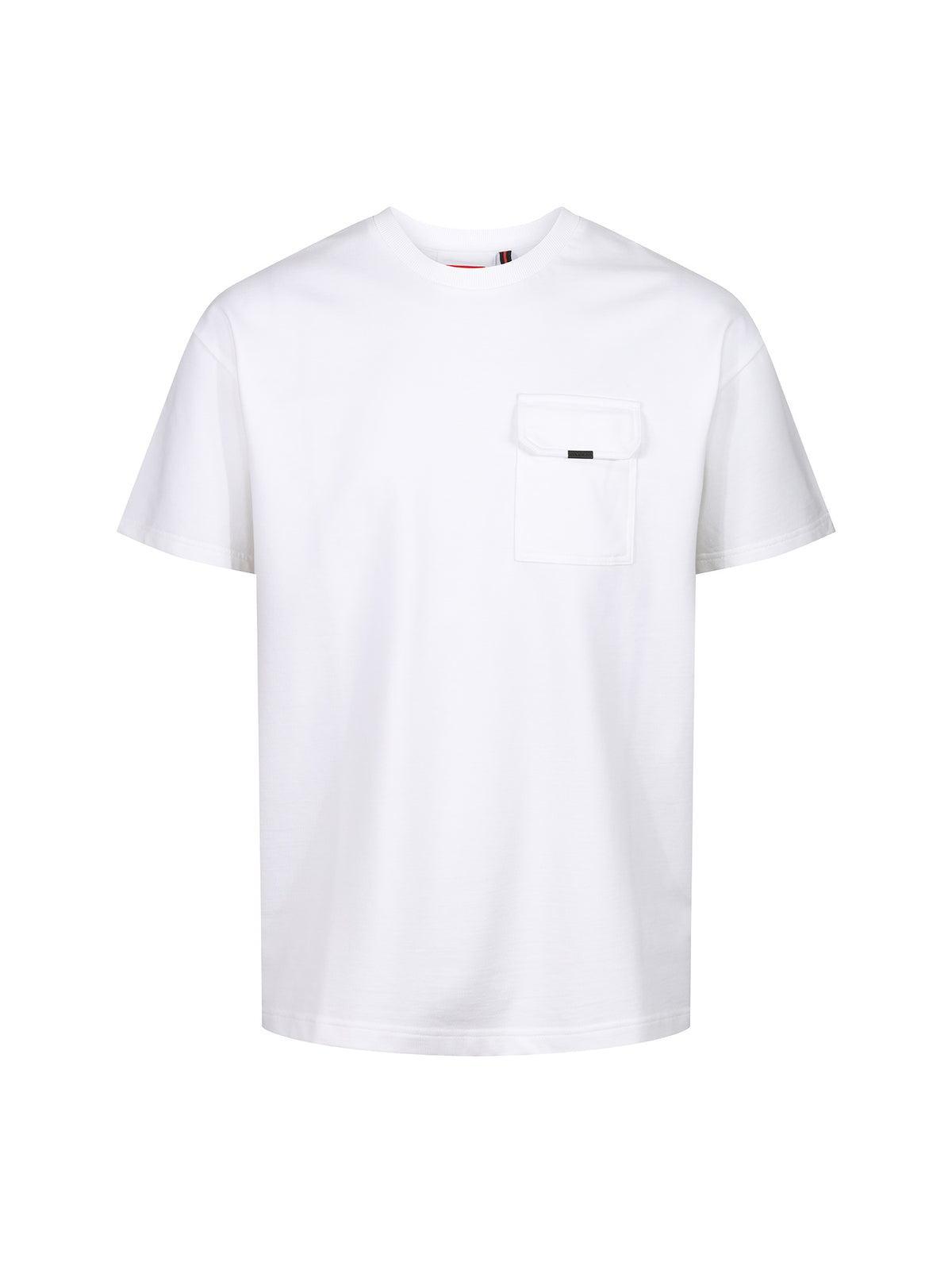 Men's relaxed-fit white t-shirt with crew neck and short sleeves, front view
