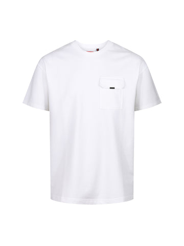 Men's relaxed-fit white t-shirt with crew neck and short sleeves, front view