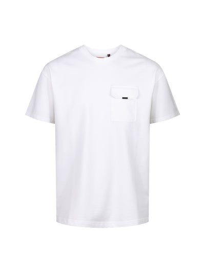 Men's relaxed-fit white t-shirt with crew neck and short sleeves, front view