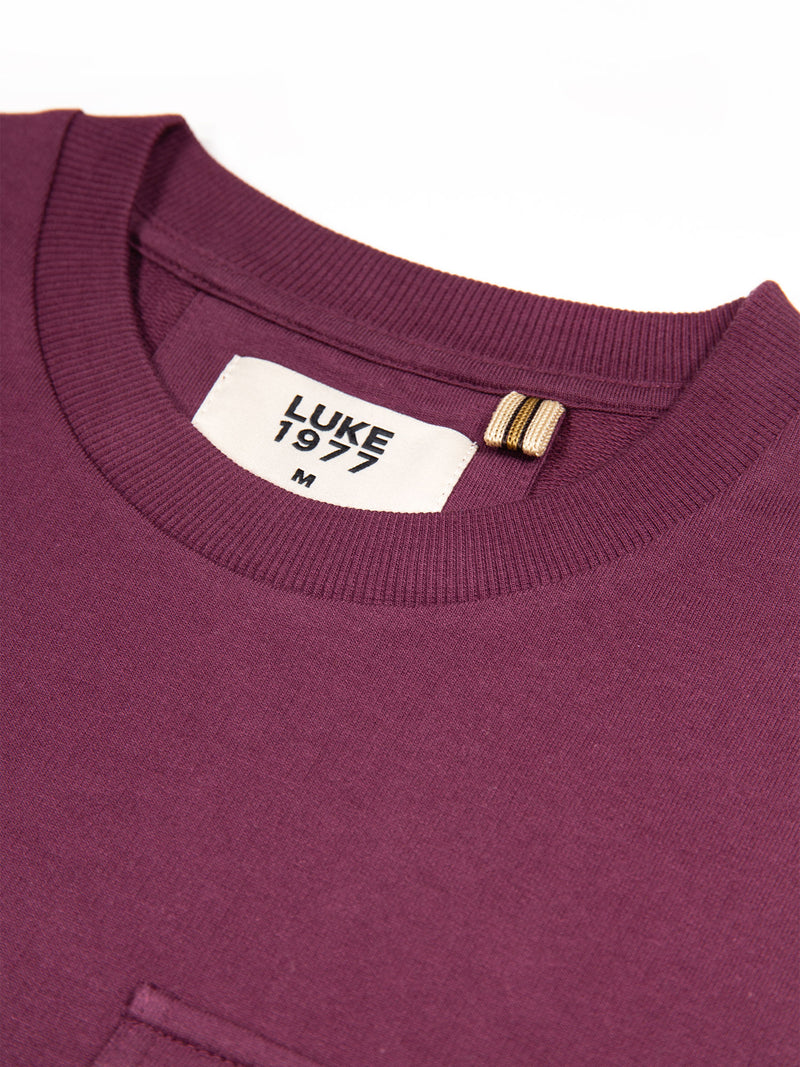 Dragger Relaxed Fit Chest Pocket T-Shirt - Wine Red