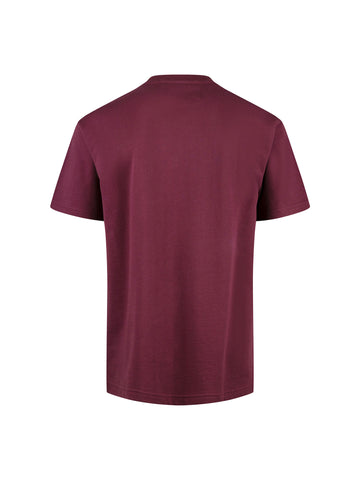 Boy's red t-shirt with crew neck and pocket, back view