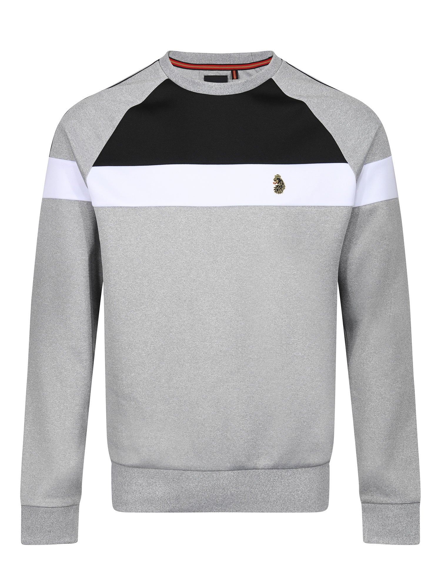 LUKE 1977 Adam Light Grey Sweatshirt with Ribbed Cuffs Chest