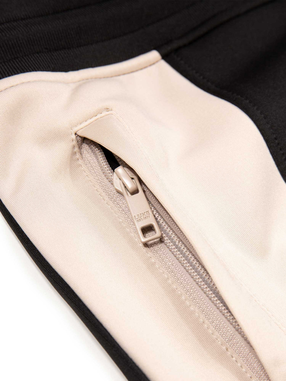 Men's black shorts with drawstring waistband, detail view 3