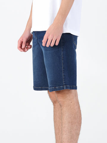 Men's blue shorts with drawstring waistband.