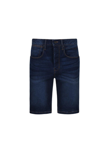 Men's blue shorts with drawstring waistband.