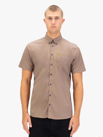 Men's brown shirt with button-up front.