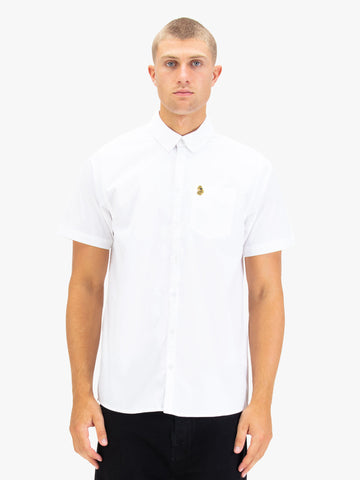 Men's white shirt with button-up front.