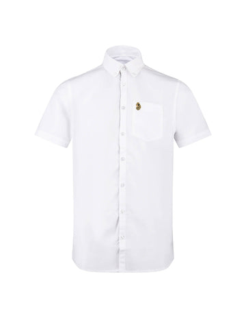 Men's white shirt with button-up front.