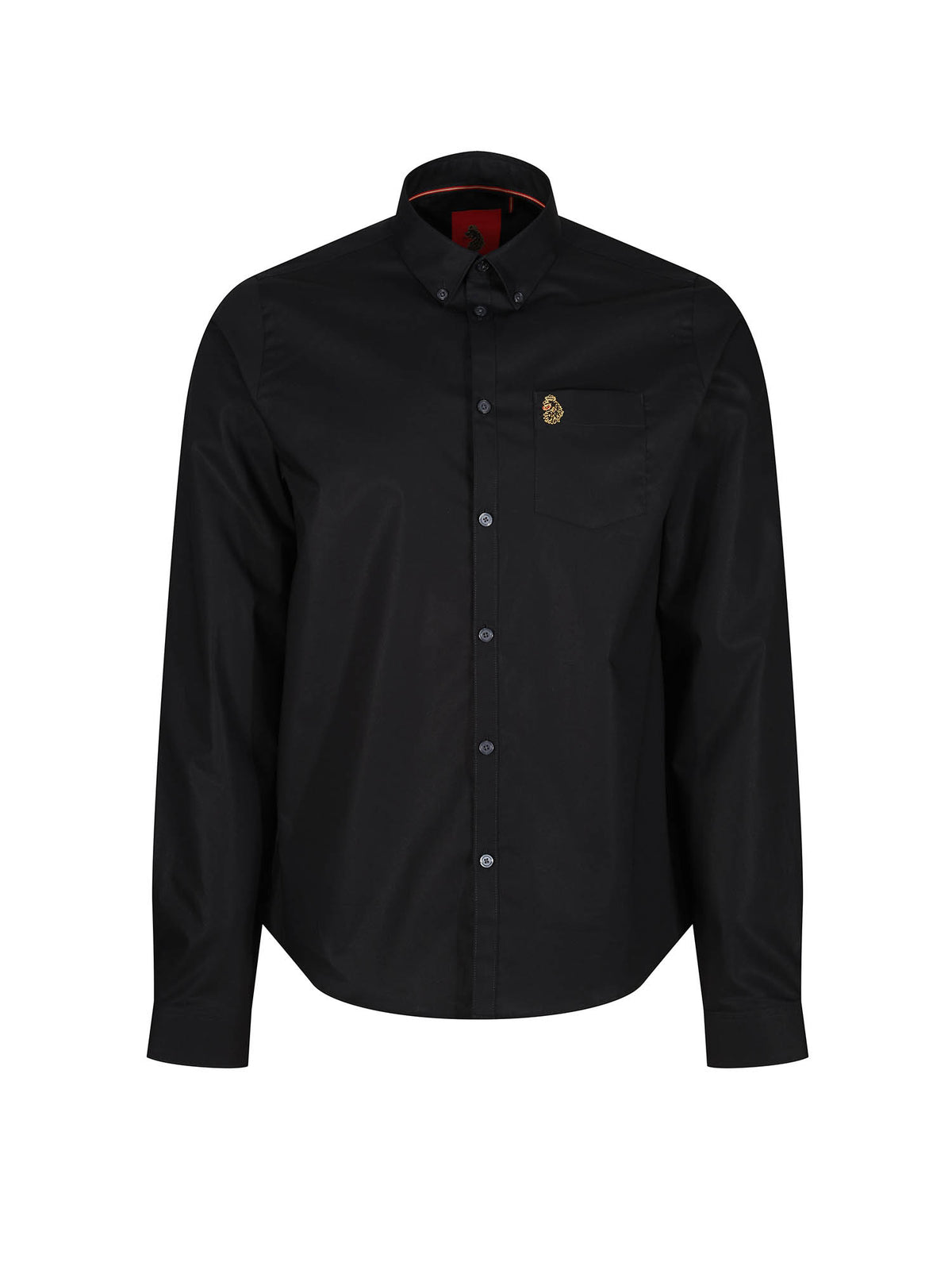 Men's black shirt with button-up front.
