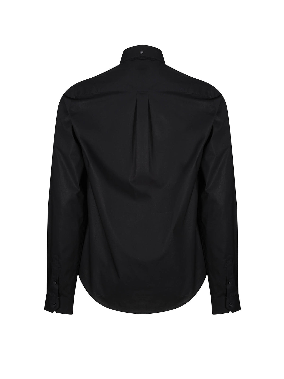 Men's black shirt with button-up front.