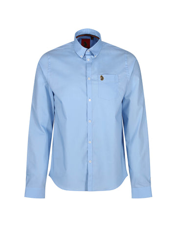 Men's blue shirt with button-up front.