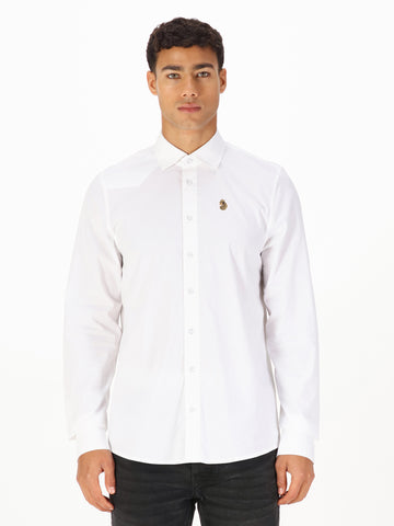 Men's white shirt with button-up front.