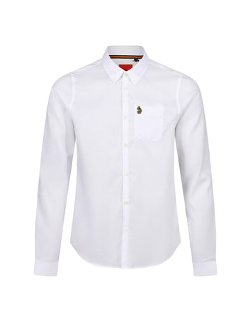 Men's white shirt with button-up front.