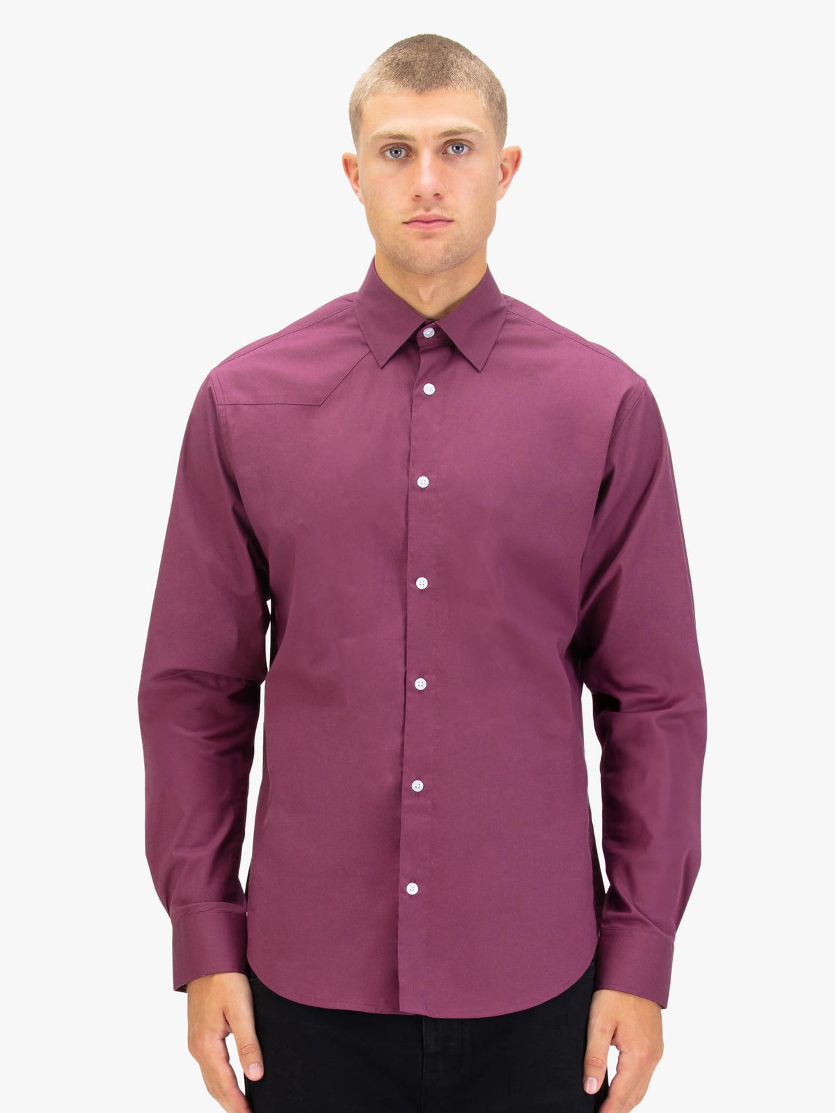 Men's red shirt with button-up front.