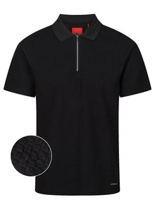  WAFFLE ON JACQUARD TEXTURED ZIP POLO