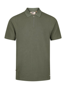  WAFFLE ON JACQUARD TEXTURED ZIP POLO
