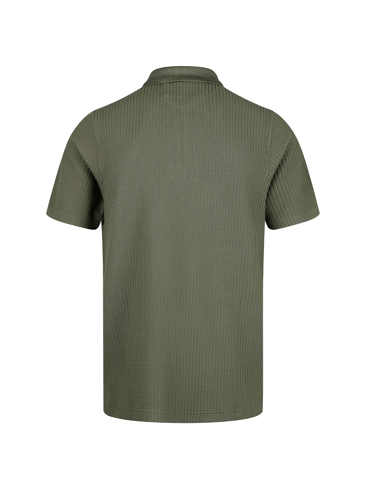 Men's green polo shirt with polo collar.